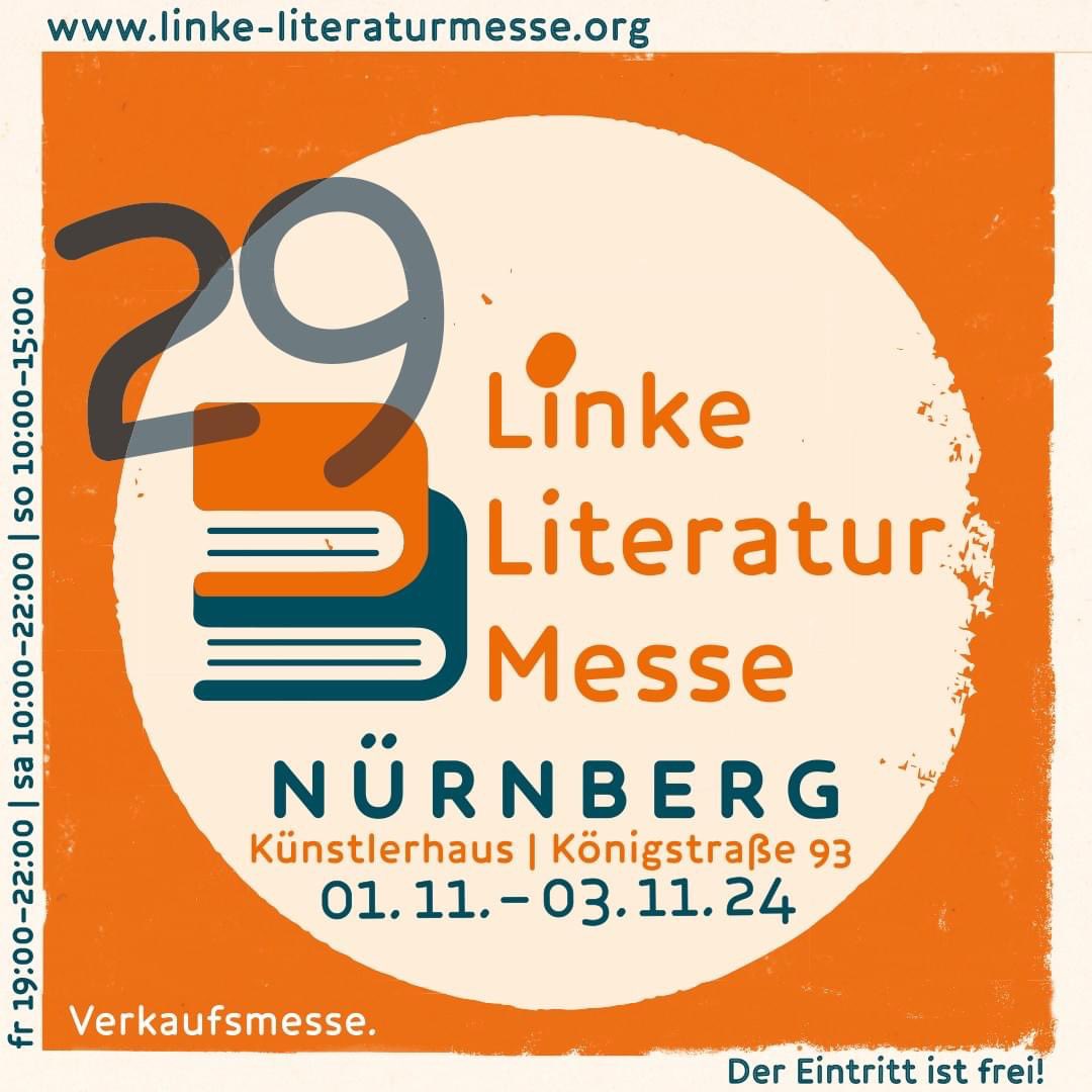 Verlag und Redaktion #Graswurzelrevolution sind vom 1. bis 3.11. auf der Linken Literaturmesse #Nürnberg 2024 mit Veranstaltungen, Zeitungs- und Büchertisch vertreten. Wir freuen uns auf Euern Besuch. Infos: linke-literaturmesse.org