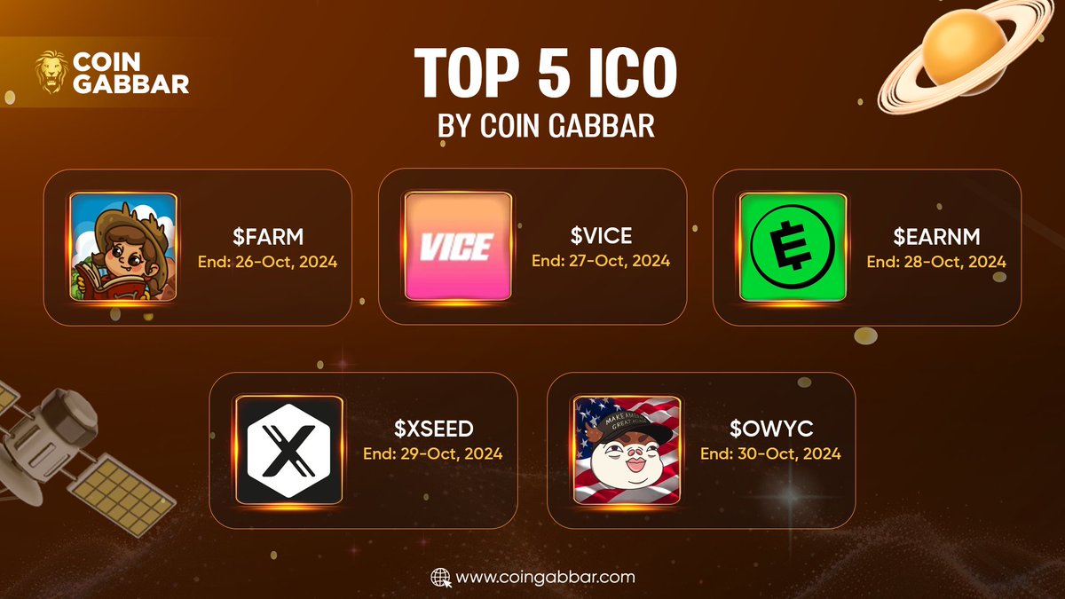 coin_gabbar_'s tweet photo. ๐ฅTop 5 ICO by #CoinGabbar ๐ฅ
ICO End Date
1 $FARM - 26 Oct.
2 $VICE - 27 Oct.
3 $EARNM - 28 Oct.
4 $XSEED - 29 Oct.
5 $OWYC - 30 Oct.
Visit: https://t.co/ILuYxlkyJk
#ICO #CryptoICO #Presale #Cryptofarmers #VICE #EARNM #MXSGames #Owy #CryptoPresale #presalelive #cryptocurrency #Crypto