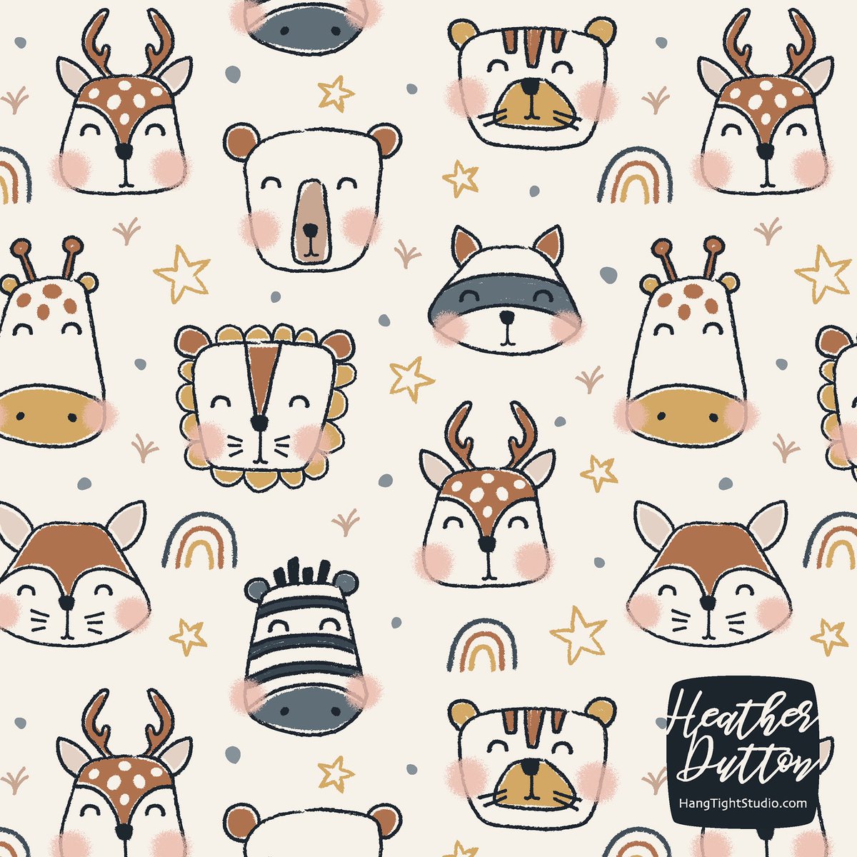 Wild &amp; Free 🦊 It’s hard not to have a smile on your face when you’re drawing sweet rosy cheeked animals 😁😊😁 bit.ly/3NDTkG0

#patterndesigner #patterndesign #surfacedesign #surfacepattern #artlicensing #illustration #kidlitart #nurseryfabric