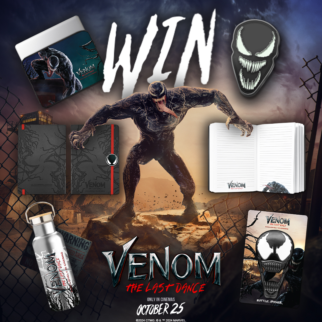 WIN VENOM PRIZES! 
It’s time for one last dance, in cinemas October 25th, and we’re giving you the chance to win prizes for the epic conclusion #Venom: The Last Dance. LIKE and SHARE this post, and NAME your favourite Venom moment in the comments to enter. 
01/11/2024. UK only.