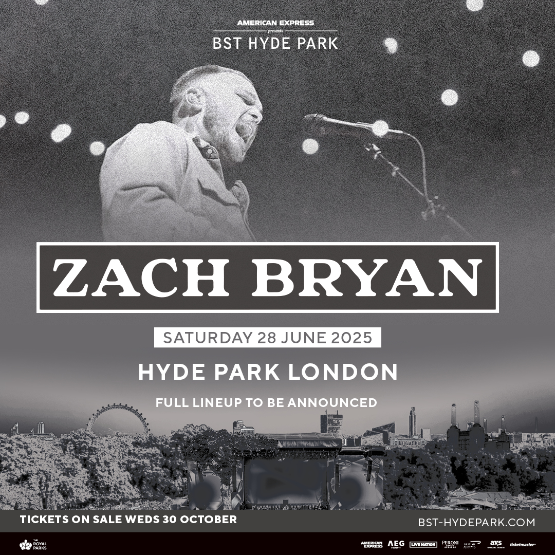 Zach Bryan is headlining his first UK festival in London's Hyde Park next summer! 

One of America’s most acclaimed singer-songwriters, #ZachBryan, is coming to American Express presents <a href="/BSTHydePark/">BST Hyde Park</a> on Saturday 28 June 2025, with a full lineup to be announced 🎸

🎟 American