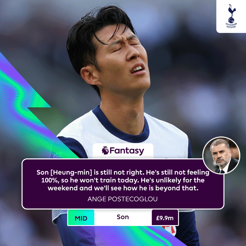 OfficialFPL's tweet photo. It's not looking good for Son Heung-min owners ahead of Gameweek 9 😬

Keep up to date with all the latest from managers with the live blog 👇

#FPL