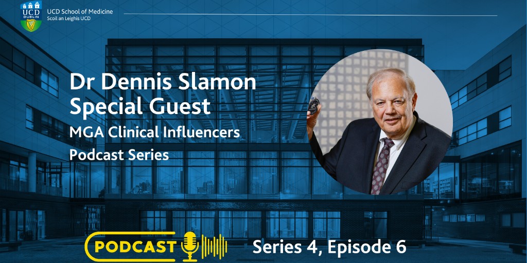 UCDMedicine's tweet photo. 🩺🎙️Ep6, S4 - SPECIAL GUEST episode with Dr Dennis Slamon. Approximately 85% of all metastatic breast cancer patients now receive treatments which derived originally from his work. 🎧Listen here and find out more about Dr Slamon's phenomenal impact👉https://t.co/SMr3L8yeug https://t.co/8Nd0URF31G
