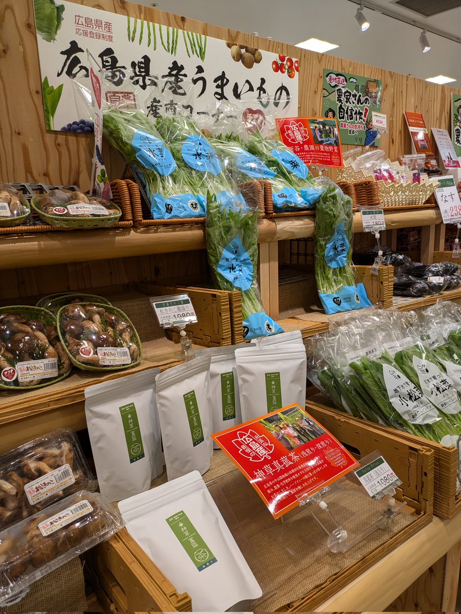 nrkin2b's tweet photo. まこもプロジェクトの神草真菰茶が福屋駅前店地下1階で購入することができました！
#真菰茶 
#まこもプロジェクト
#福屋広島駅前店 
#ころくや https://t.co/LMgoINlEre