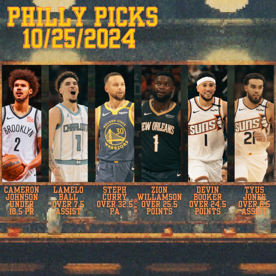 PHILLYPICKS24's tweet photo. ๐จNBA IS BACK โผ๏ธโผ๏ธ๐จ
PHILLY PICKS๐ง FOR 10/24/2024
OPENING NIGHT PLAYING LIGHT TODAY
CHEERS TO A GREAT NBA SEASON๐ฅ
LETS CASH TOGETHER๐ธ๐ฐ๐ธ
FOLLOW FOR FREE PROPSโผ๏ธโผ๏ธ
#PrizePicks | #GamblingX | #SleeperPicks | #chalkboard |#UnderdogFantasy| #NBA | #nbaopeningday https://t.co/isDTwnOaHe