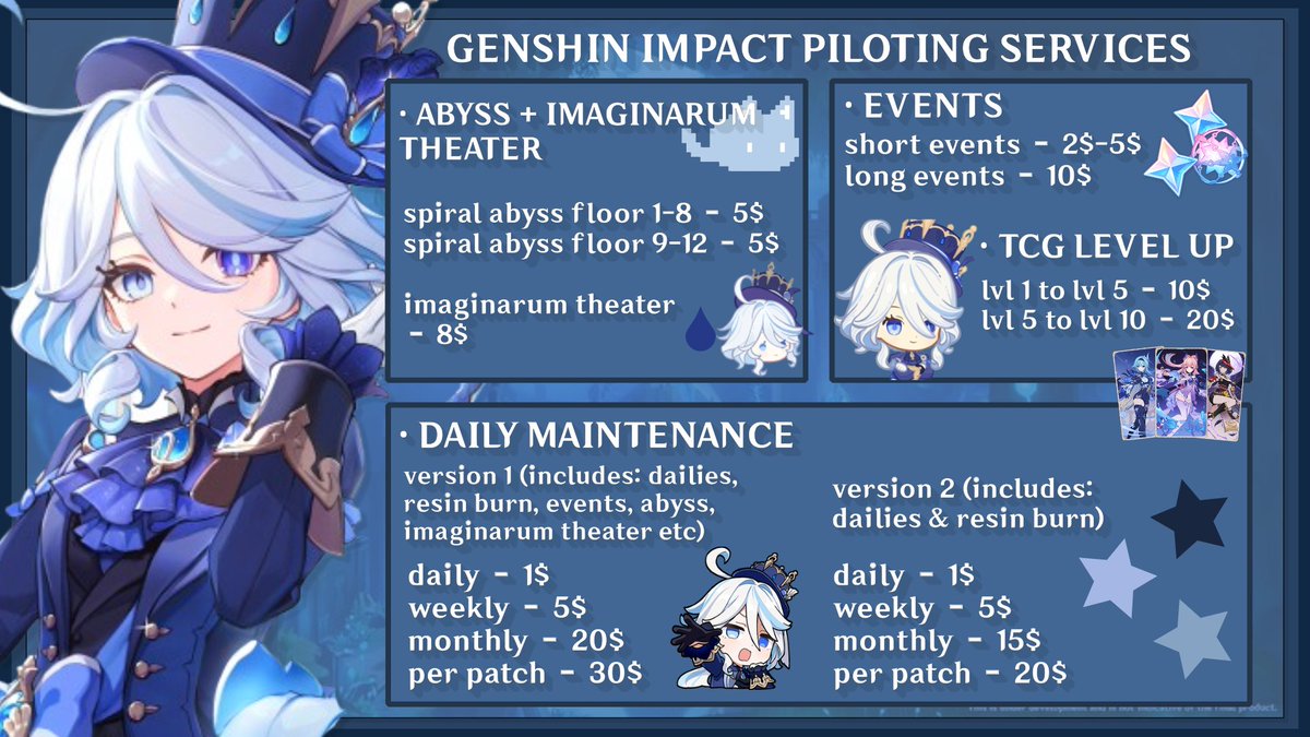 skirkreeyn's tweet image. genshin impact, honkai star rail piloting &amp;amp; wuwa services ! 🫧

too tired or busy to play your favourite game? but still want to keep up with the game? then you have come to the right place. 

DM or fill up form in bio to avail ! the prices are very much negotiable ♡