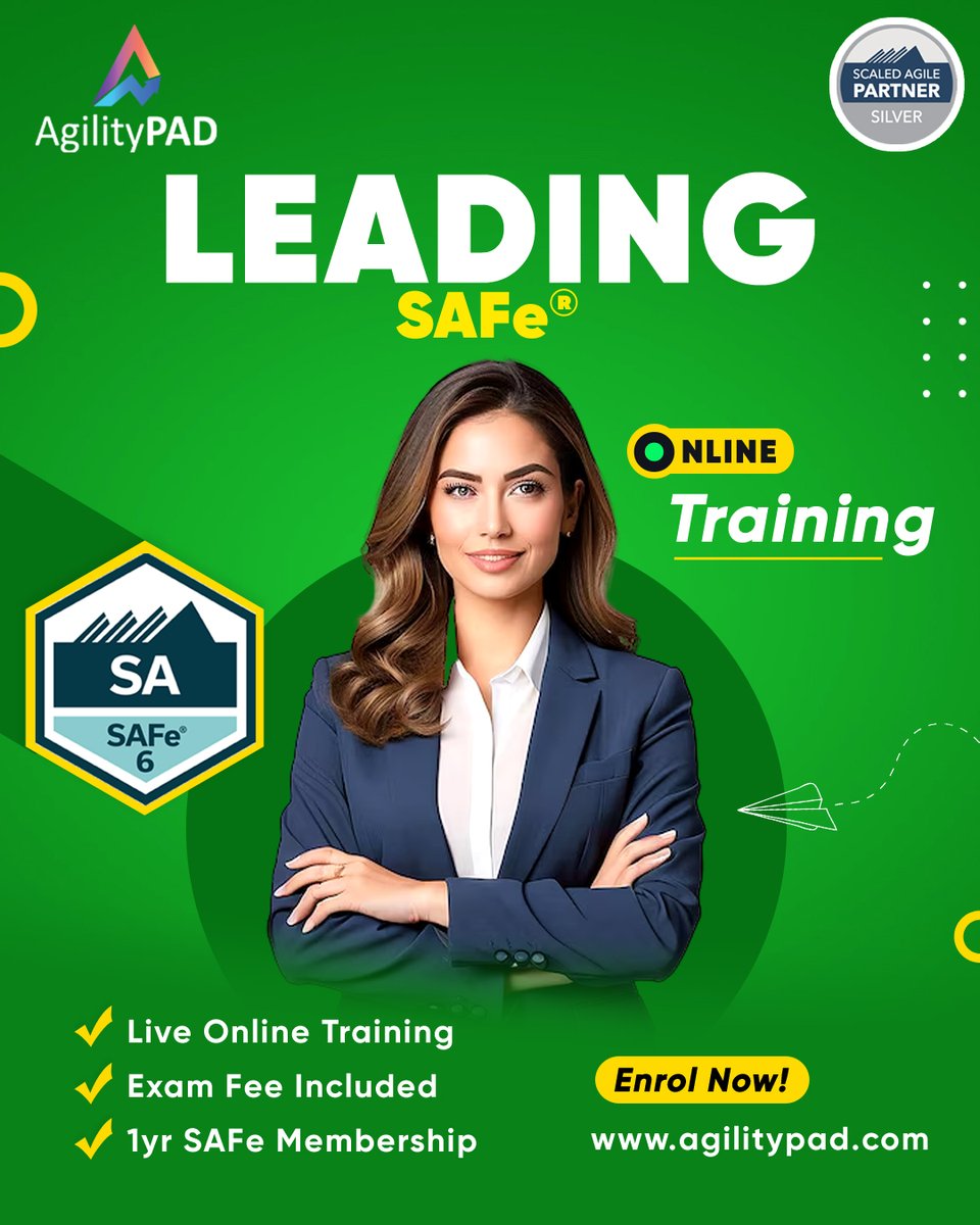 agilitypad's tweet photo. Supercharge your career with Leading SAFe® (SA) Certification.🎓

BOOK NOW: https://t.co/XneW07bqIn

#agilitypad #leadership #Leader #leadershipdevelopment #leadingsafe #skilldevelopment #projectmanager #leadershiptraining #trainingcourse #devops #lean #agile #softwaredevelopment https://t.co/VlTns6s0P1