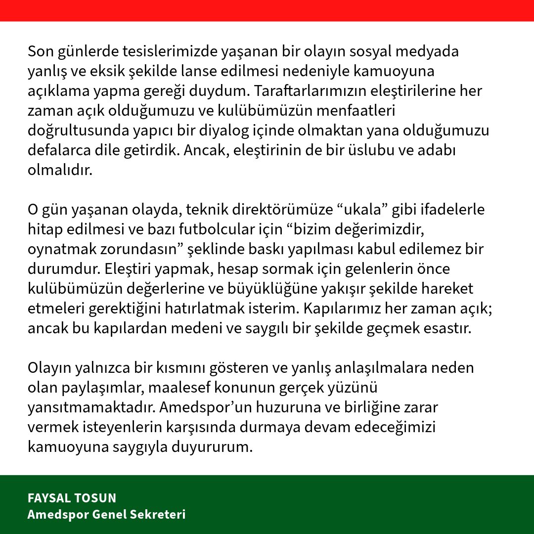 Basın ve Kamuoyuna;