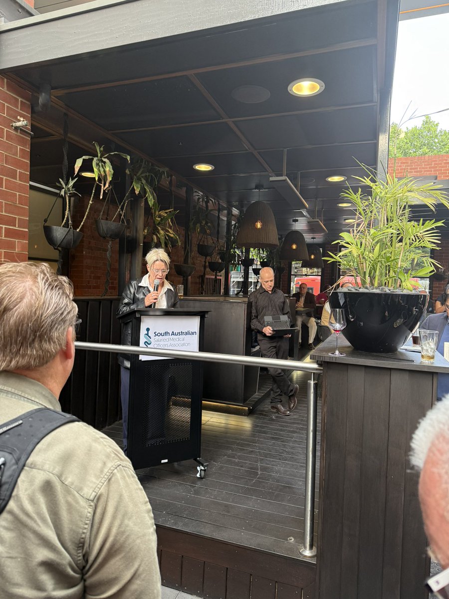 DocKateLynch's tweet image. SASMOA 50th anniversary drinks tonight (South Australia Salaried Medical Officers Association). Inspiring speeches from our president, David Pope (no photo) and our Premier, Peter Malinauskas, about the state of our current state health system.