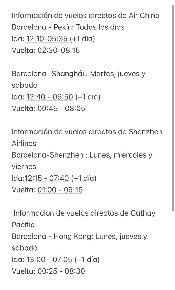 Plan de vuelos completo entre China y Barcelona: horarios de salida y regreso, ¡todo en un lugar!
#vuelosdirectos #china #Barcelona #Beijing #shanghai #shenzhen #HongKong #horarios #viajar