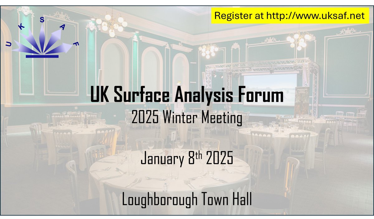 Registration for the next UK Surface Analysis Forum meeting in Loughborough on January 8th is now open! 

Vendor space reservation: warwick.ac.uk/research/rtp/x…

Delegate registration: uksaf.net/?page_id=20

We look forward to seeing you in Loughborough!