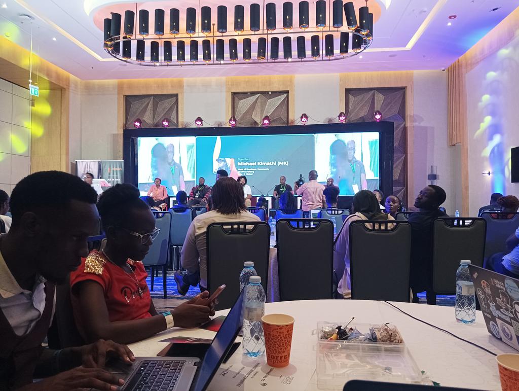 EngWilliam11's tweet photo. It's the time now 
#BuildWithAT
#WeLoveNerds
#ATSummit
@ATCommunityKLA
@Africastalking
#InnovatingAfricasFuture
@ATWomenInTech
@m_k_global
@jmwendwa_ke
@WanderaMetrine https://t.co/ydP1DbGtrc