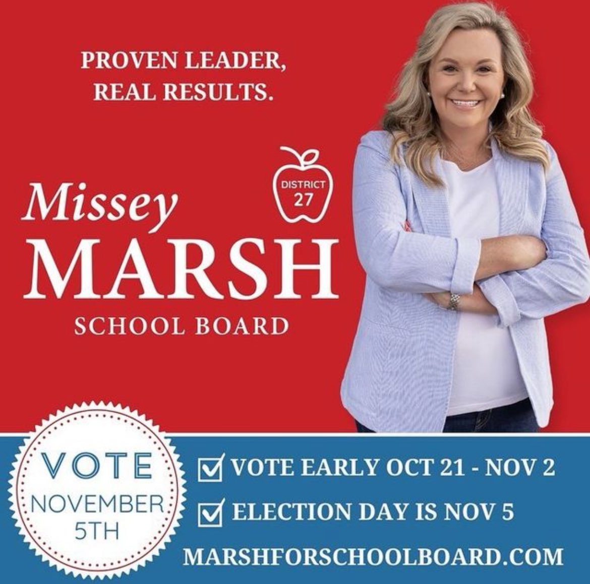 Candidate for GCS Board District 27 Missey Marsh has my vote. 
marshforschoolboard.com/meet-missey