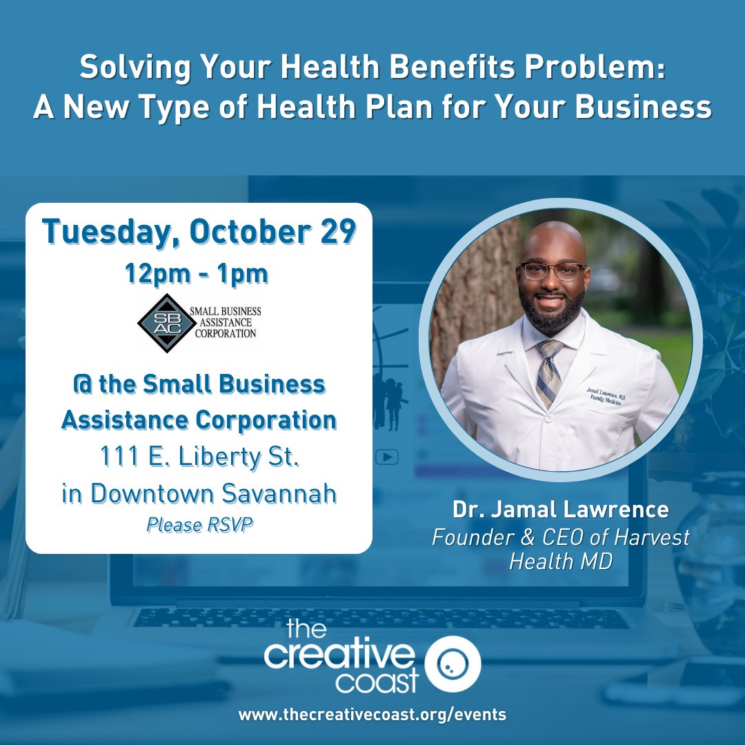 Don't miss this month's Lunchtime Topic with Dr. Jamal Lawrence! Join to learn about how to optimize your healthcare costs as a small business owner.

Lunchtime Topics are hosted at the SBAC at 111 E Liberty St! Join us on Tues, Oct 29 at 12PM. RSVP here: loom.ly/GQ-WVc0