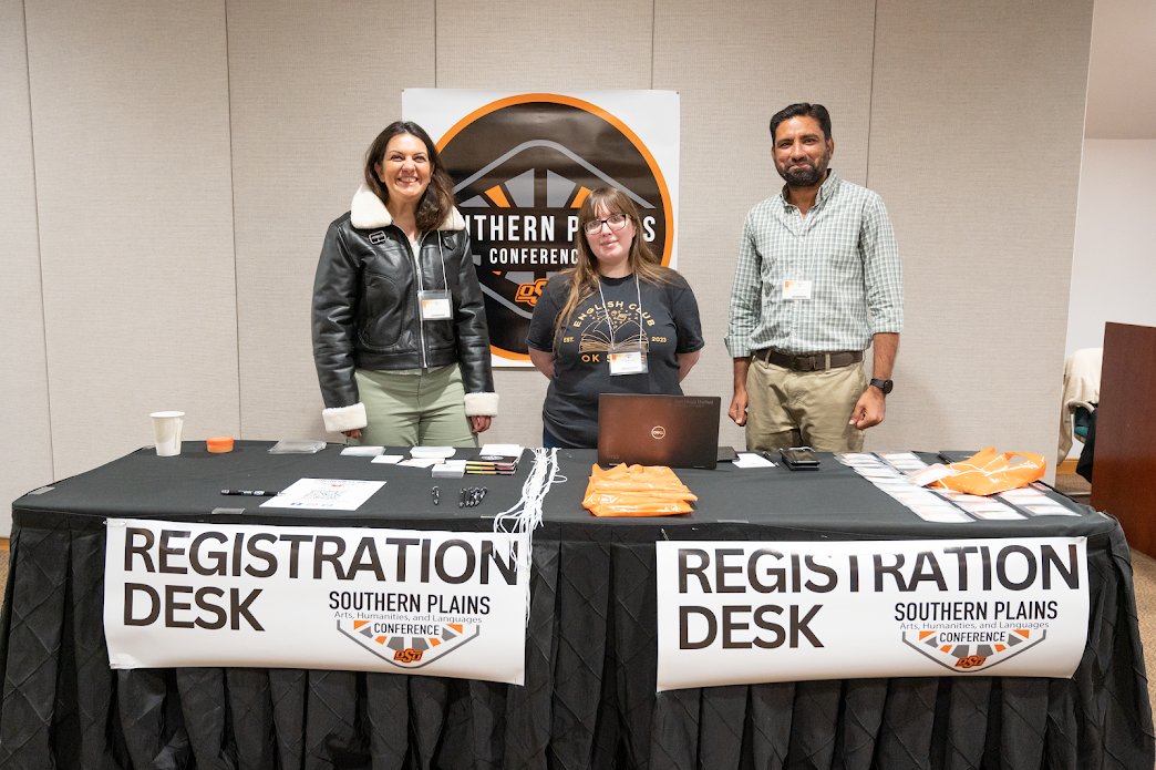 Flashback Friday! Farah Taha, Holly Mayfield, and Salman Rafique ran registration at the 2024 Southern Plains Conference. Conferences don't come together without teamwork! Help us make the 2025 conference flourish (and the registration goodies sweeter): philanthropete.osugiving.com/project/43656