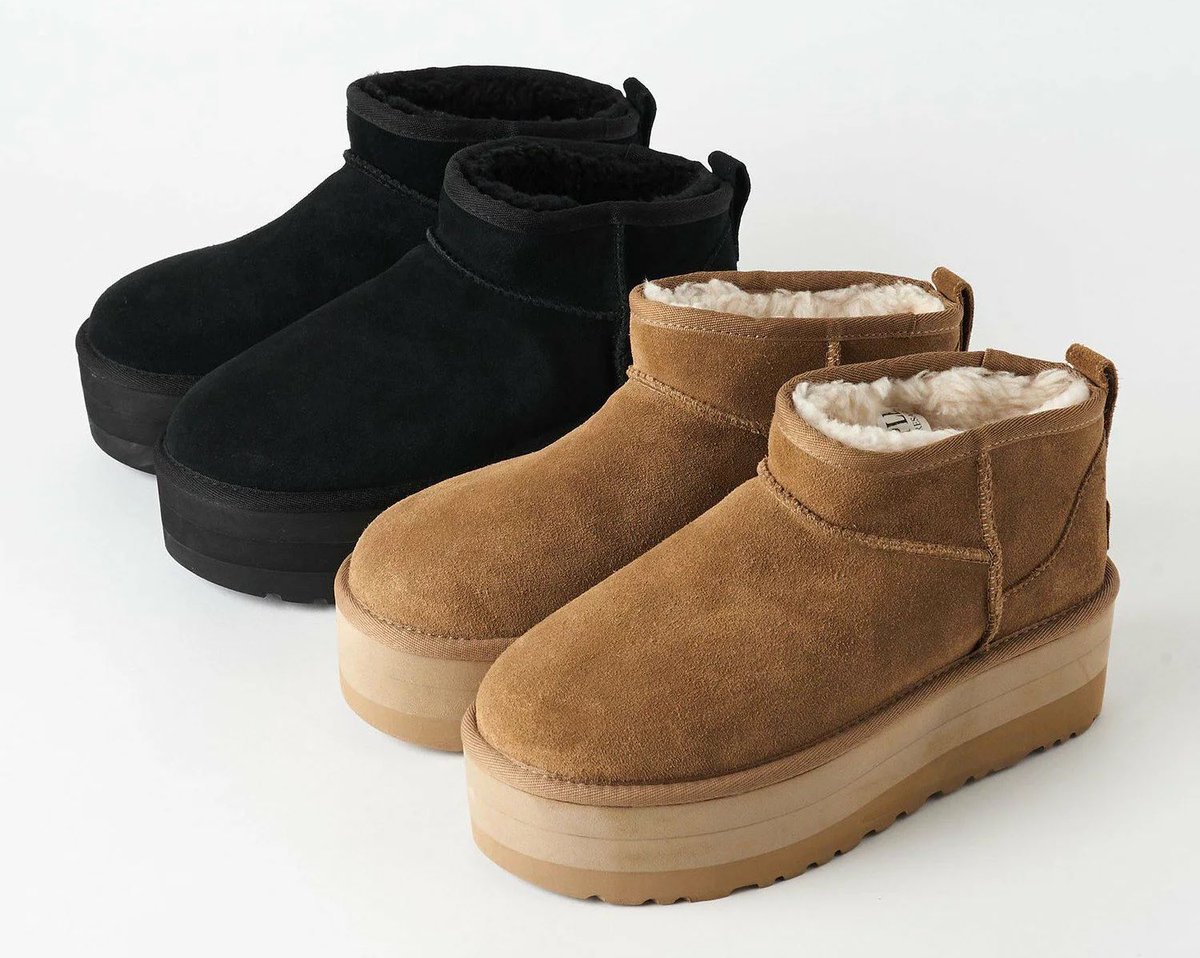 UGGの厚底ムートンブーツ絶対脚盛れるやつ！ルーズソックス合わせ可愛い！