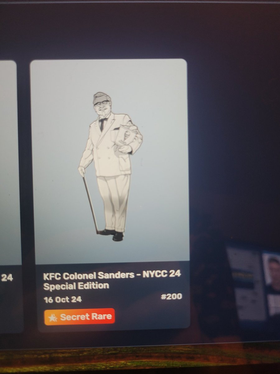 CautionRyan's tweet photo. @ComicsandCrypto @StackRworld My dad actually minted the 200/200 secret rare kfc pin https://t.co/oBnS8IN51c