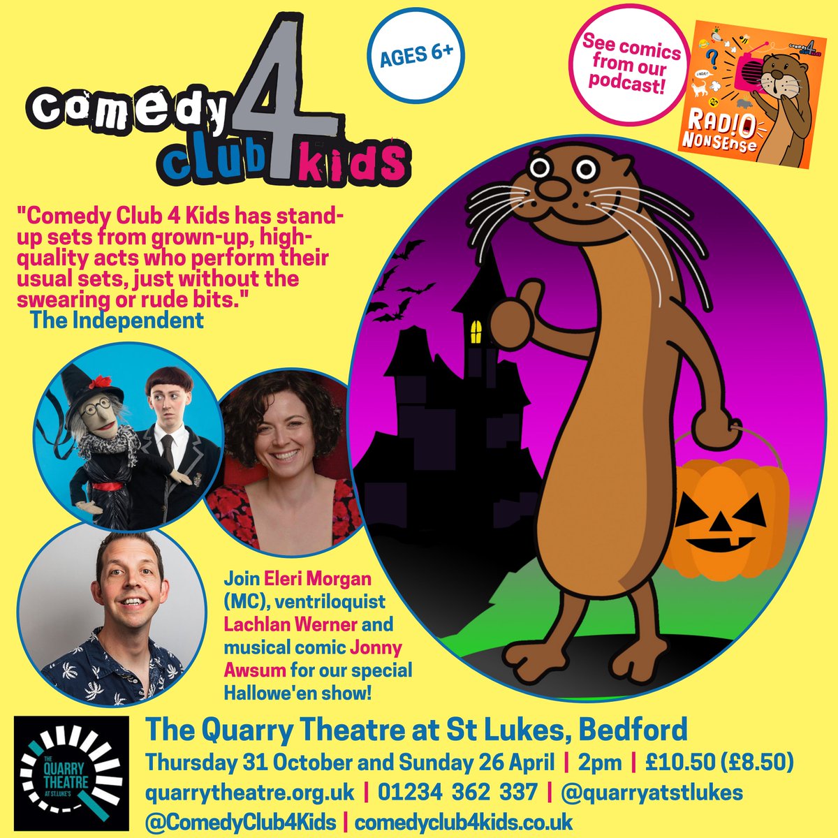 Comedy Club 4 Kids (@comedyclub4kids) on Twitter photo Bedford! Families looking for indoor Hallowe'en fun! We're back at <a href="/quarryatstlukes/">The Quarry Theatre</a> on October 31st, with slightly spooky (mysterious, ooky) comedy from <a href="/Eleri_Morgan/">Eleri Morgan</a>, <a href="/LachyWerner/">Lachy Werner π₯</a> and <a href="/jonnyawsum/">Jonny Awsum</a>! Get dressed up and join usssssssssssssssssssssssss...
ποΈquarrytheatre.ticketsolve.com/ticketbooth/shβ¦ Bedford! Families looking for indoor Hallowe'en fun! We're back at <a href="/quarryatstlukes/">The Quarry Theatre</a> on October 31st, with slightly spooky (mysterious, ooky) comedy from <a href="/Eleri_Morgan/">Eleri Morgan</a>, <a href="/LachyWerner/">Lachy Werner π₯</a> and <a href="/jonnyawsum/">Jonny Awsum</a>! Get dressed up and join usssssssssssssssssssssssss...
ποΈquarrytheatre.ticketsolve.com/ticketbooth/shβ¦