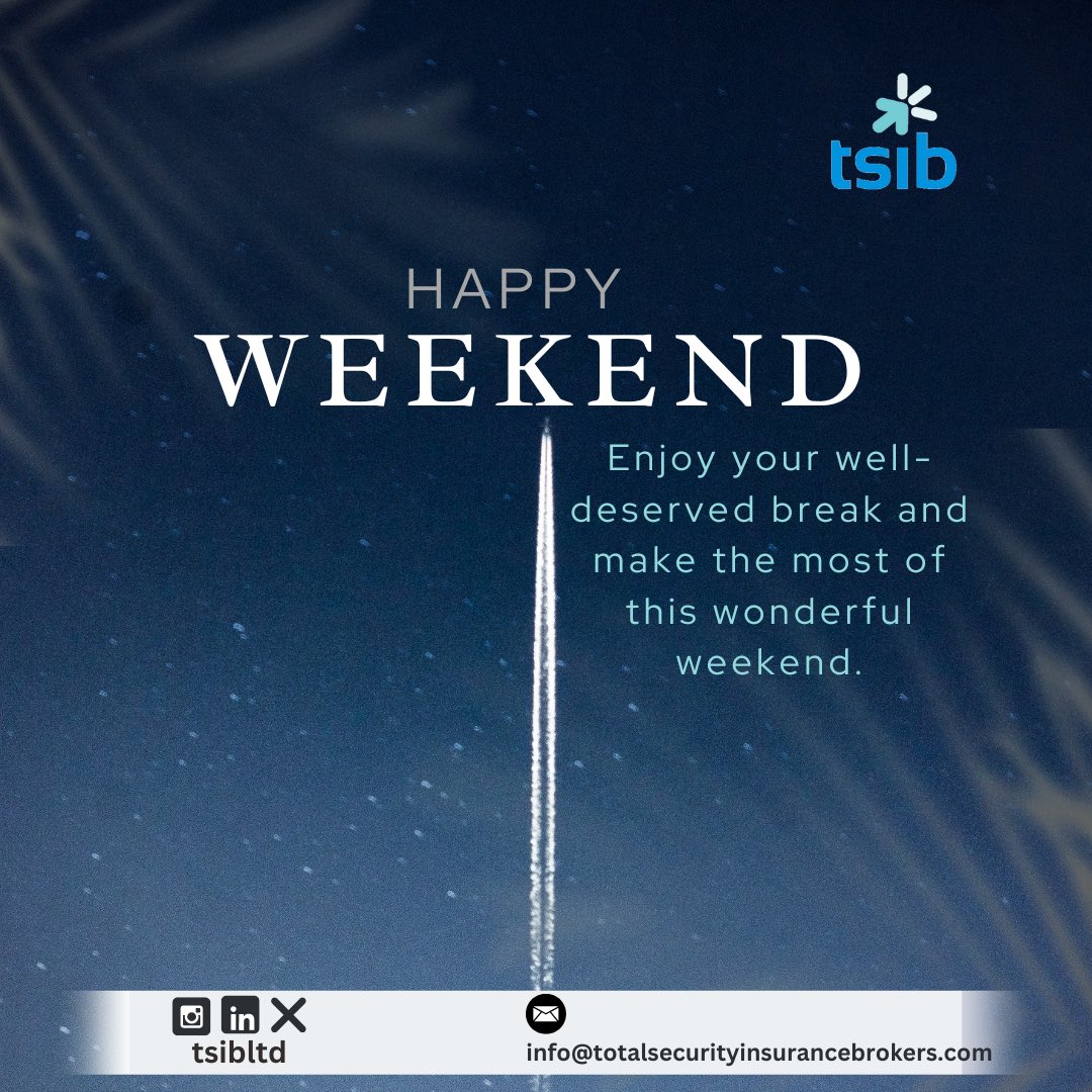 TSIBltd's tweet photo. The weekend is upon us… sit back and relax wishing you a happy weekend 😁
#tgif #friday #tsib #fridayvibes #fridayfeeling #weekend #weekendvibes https://t.co/9bv0wNEZEs