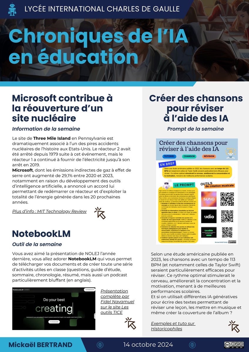 Chroniques de l'IA en éducation.
Une newsletter pour contribuer au développement professionnel des personnels de l'éducation face à la diffusion des IA génératives. 
buff.ly/3Aaq7Q4
