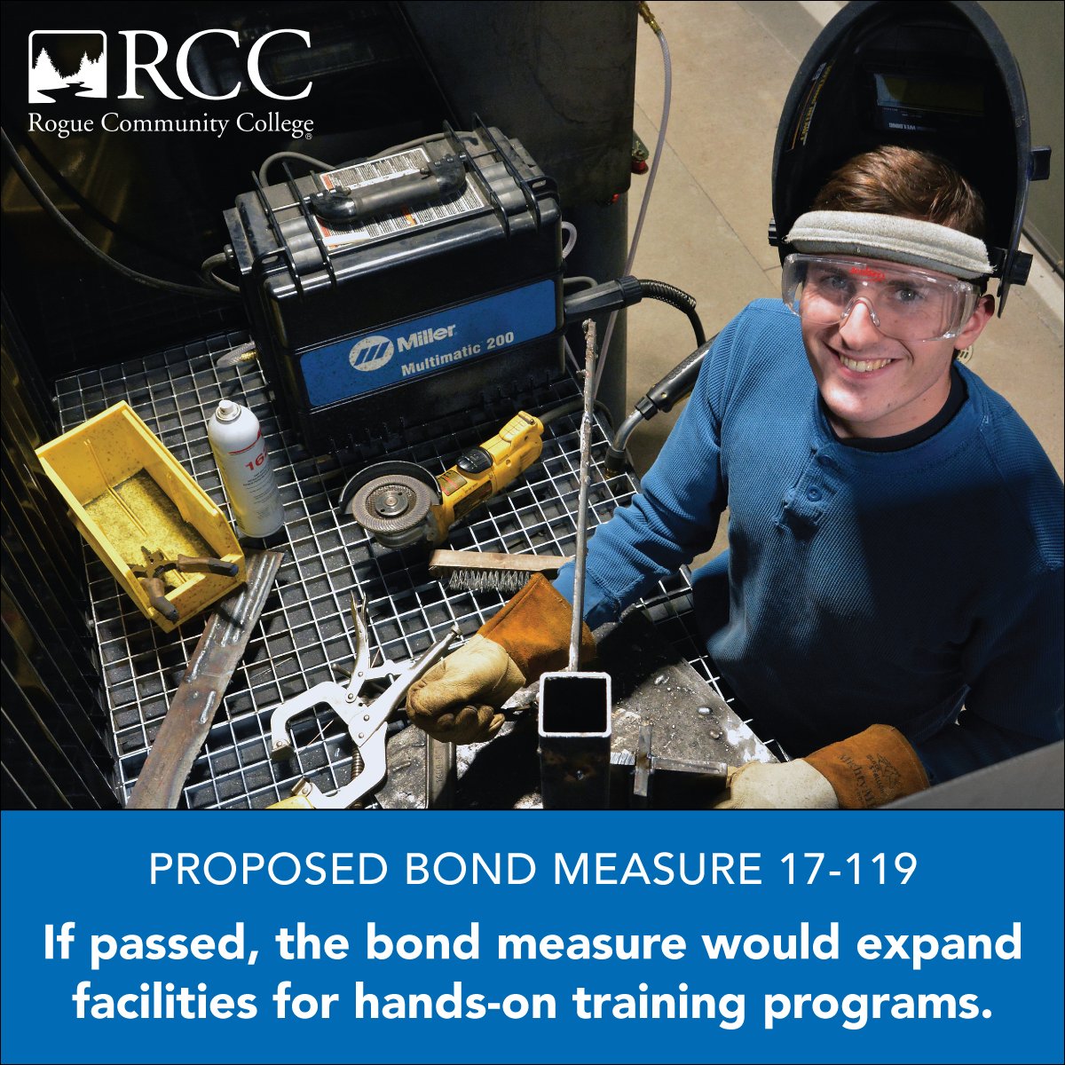 If passed, Bond Measure 17-119 would expand RCC facilities in both Jackson and Josephine counties for hands-on workforce training programs in fields like automotive, commercial truck driving, pre-nursing, welding, manufacturing &amp; EMT. Learn more at rogueccbond.com.