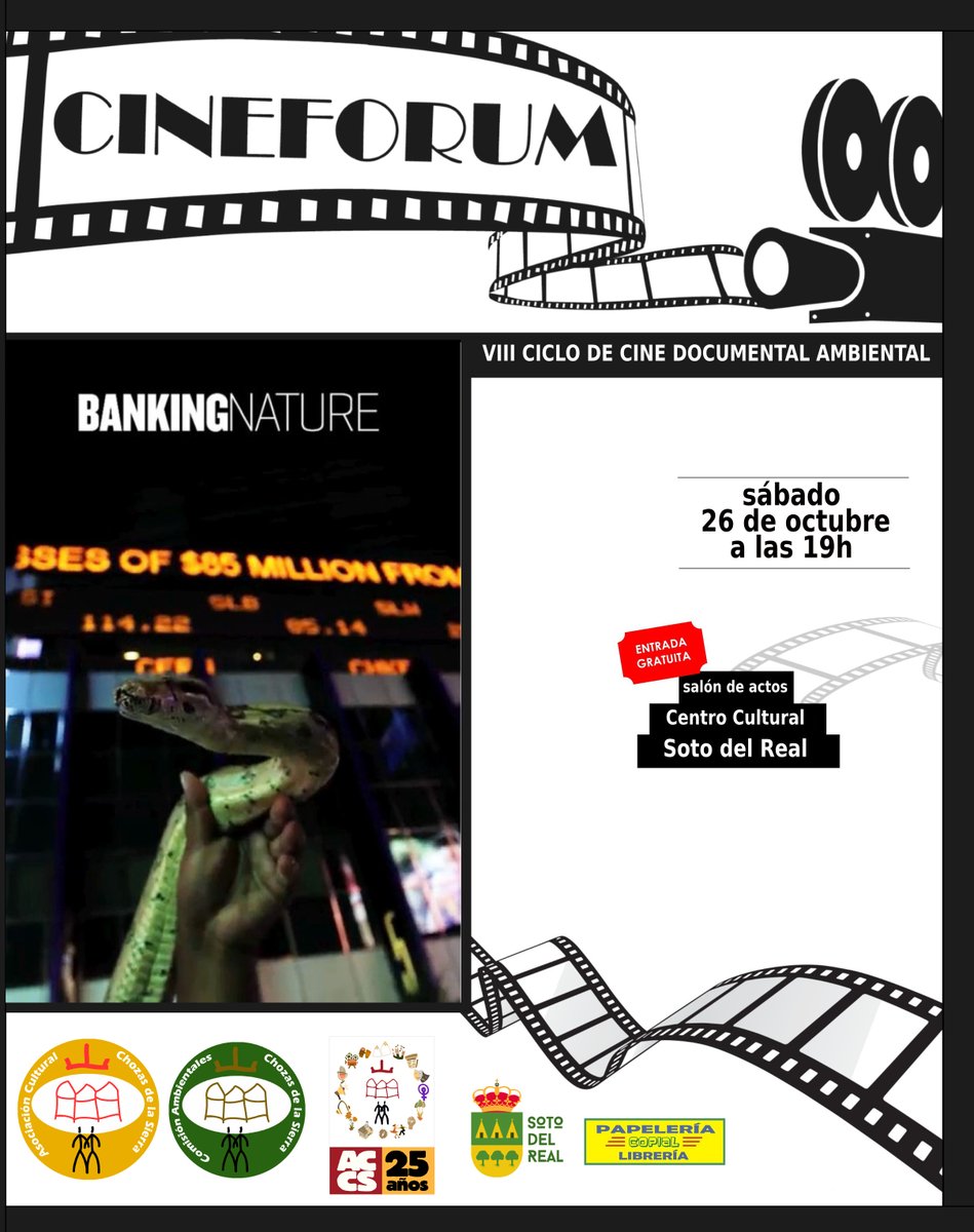 _chozas's tweet photo. El sábado 26 de octubre a las 19h, en el Salón de Actos del Centro Cultural de #SotodelReal, tenemos la oportunidad de ver este documental y comentar el tema en el coloquio después. Investigamos la comercialización de la #naturaleza. https://t.co/hSWKKjBiHl