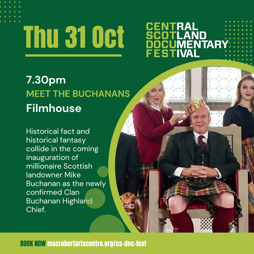 Curious about what it takes to "make" history? 
This is one you won’t want to miss

🎥Meet the Buchanans
📆 Fri 31 Oct, 7.30pm
💬Includes Q&amp;A with Barbara Orton.
🎟 Tickets [from £4.50] via: bit.ly/4g6TP8q

#MeetTheBuchanans #ClanBuchanan #ScottishHistory #FilmScreening