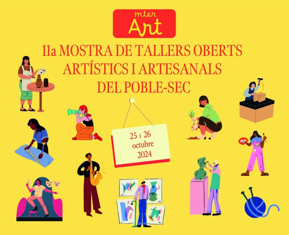 Districte de Sants-Montjuïc (@bcn_santsmont) on Twitter photo 🧑🏾🎨 Aquest dissabte, artistes i artesans del #Poblesec t'obren les portes dels seus tallers en una nova edició dels #TallersObertsPoblesec, ara anomenada #InterArt.
🕖 Aquest vespre inauguren una exposició col·lectiva al <a href="/CCElSortidor/">Centre Cívic El Sortidor</a>.
🗺️ ja.cat/InterArt 🧑🏾🎨 Aquest dissabte, artistes i artesans del #Poblesec t'obren les portes dels seus tallers en una nova edició dels #TallersObertsPoblesec, ara anomenada #InterArt.
🕖 Aquest vespre inauguren una exposició col·lectiva al <a href="/CCElSortidor/">Centre Cívic El Sortidor</a>.
🗺️ ja.cat/InterArt