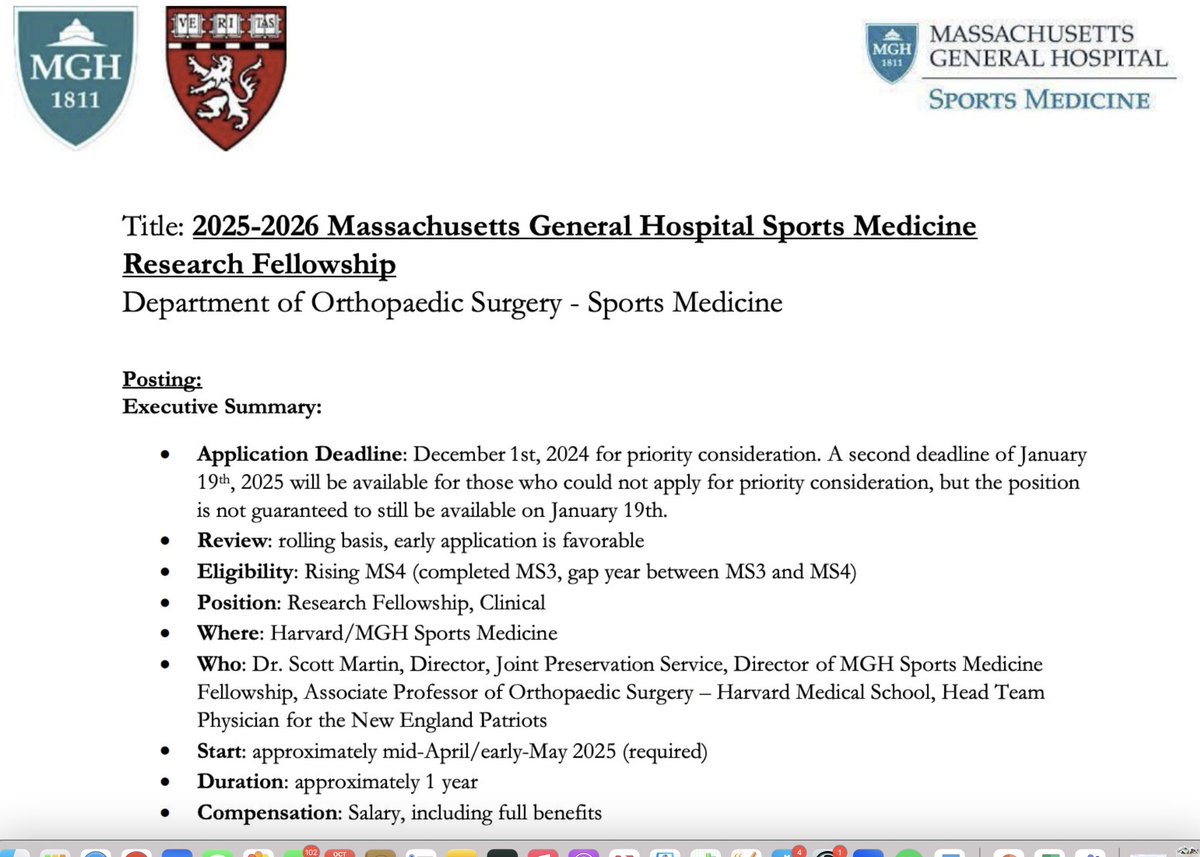 #MedStudents (MS3-MS4) Passionate about a career in #Ortho? Check out and apply to the Sports Medicine Research Fellowship <a href="/MassGenBrigham/">Mass General Brigham</a>
Applications due Dec 1: orthogate.org/forums/medical…  #InsideTheMatch

Cc: <a href="/Jeffrey_S_Mun/">Jeff Sungjae Mun (문성제)</a>