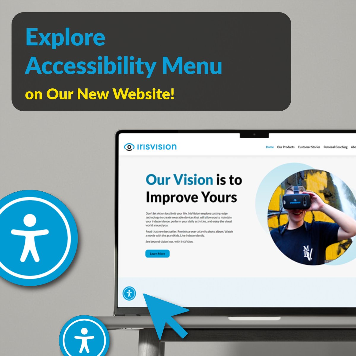 TheIrisVision's tweet image. We’ve recently updated our website to make it more accessible for everyone! For those with low vision, the accessibility menu at the bottom left of the screen lets you adjust contrast, text size, spacing, and more!

#IrisVision #UserWay #LowVision #Accessibility