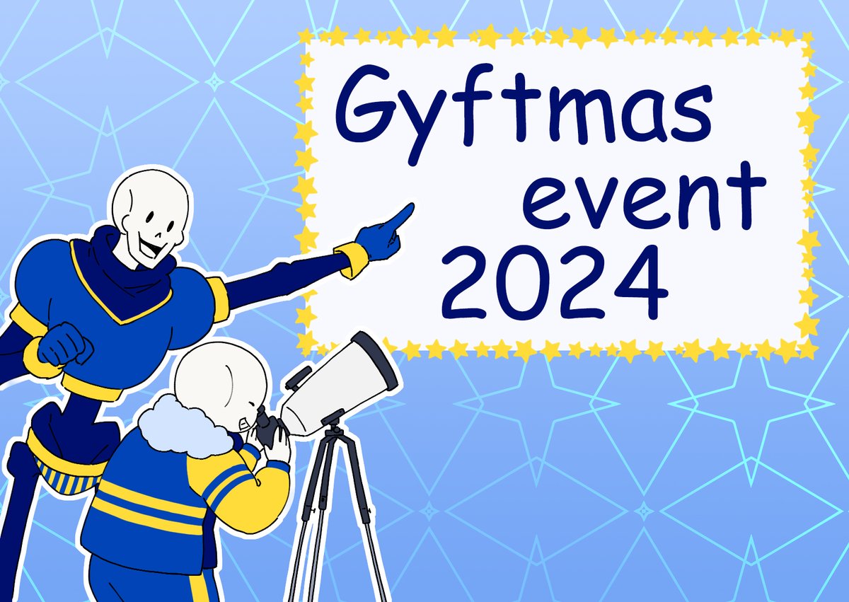 🎁THE GYFTMAS EVENT RETURNS!🎁
🎄This year's edition is once again focused on Undertale and Deltarune, and strictly 18+, so minors are not allowed.
🎄If you have any question, you can DM us here or send us an email at gyftmas2024@gmail.com
