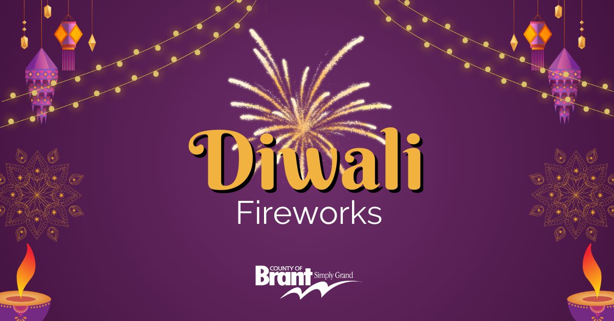 BrantCommunity's tweet photo. On September 26, 2024, Council approved the use of fireworks during Diwali. Fireworks are permitted only on the day of Diwali, November 1, 2024. 

For more information on the Fireworks Bylaw and guidelines, visit https://t.co/wfpUj26rOO https://t.co/dhdkpaADgL