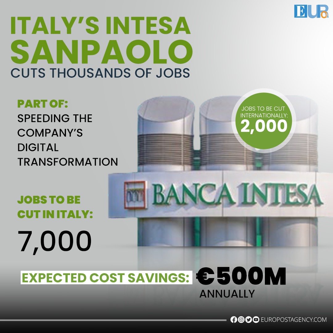 EuroPostAgency's tweet image. #Intesa Sanpaolo to Slash 9,000 Jobs in Major Digital Transformation Push
#Europost