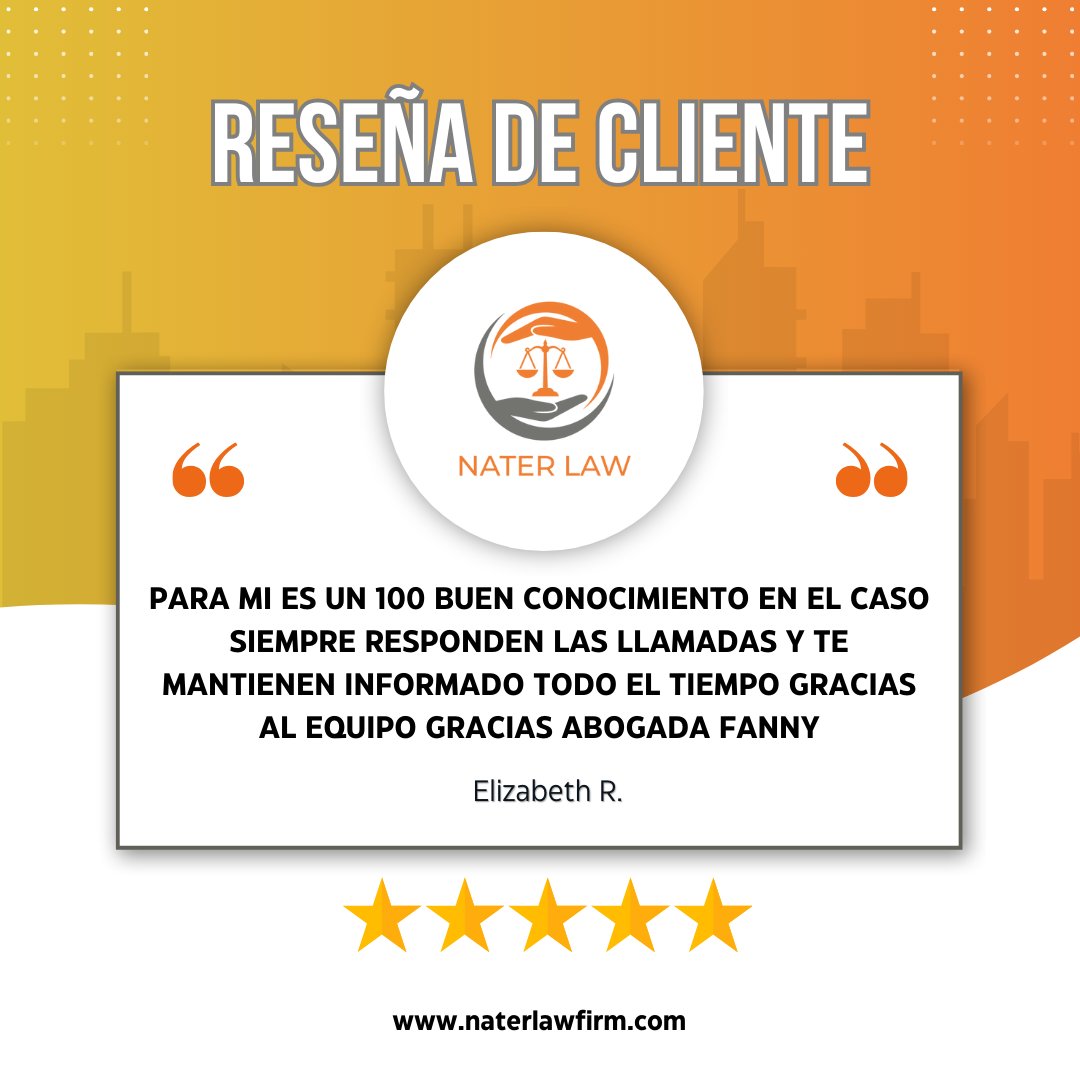AttorneyNater's tweet photo. ¡Nos encanta escuchar a nuestros clientes satisfechos! En Nater Law Firm, estamos aquí para ti en planificación patrimonial, accidentes automovilísticos, inmigración y más. ¡Contáctanos y agenda tu consulta hoy! https://t.co/BQmUEOvmnW

#LegalHelp #NaterLawFirm https://t.co/iAd8pf20gP