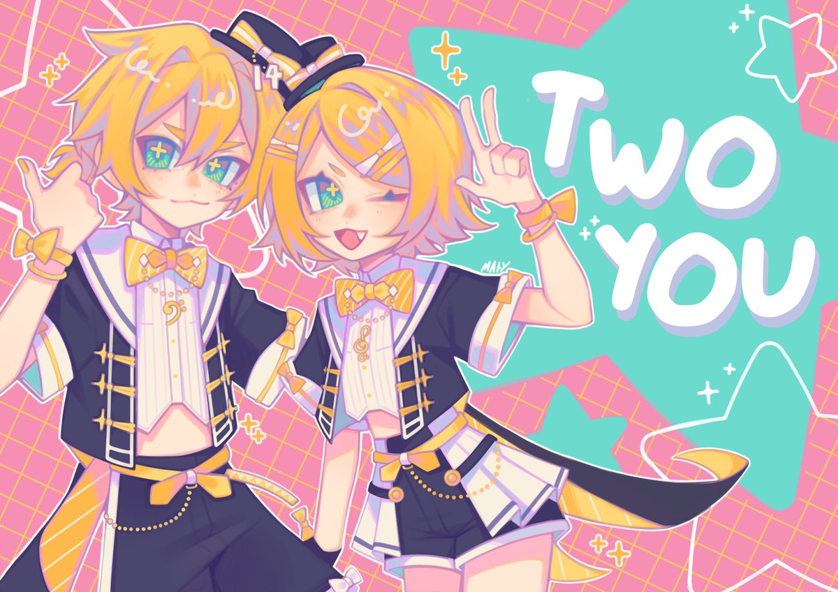 Here’s my piece for <a href="/reechoes_zine/">re//echøes: A Kagamine Fanzine</a> ! 

So happy to draw the kiddos in outfits from my fav song of theirs, good is yeah!

Please check out the zine, I got to work with so many amazing artists😖🫶