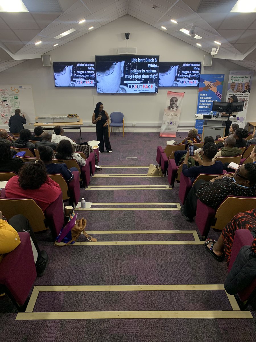 aboutfaceuk1's tweet photo. I had the pleasure of presenting to the NHS at their Black History Conference. It was a brilliant day. 

Clothed in bravery with a 'Fearless' mission I was able to give a powerful narrative of mine and my late husband Clifford Faulder, first hand experience of racism in the NHS. https://t.co/6Af4HzHIYy