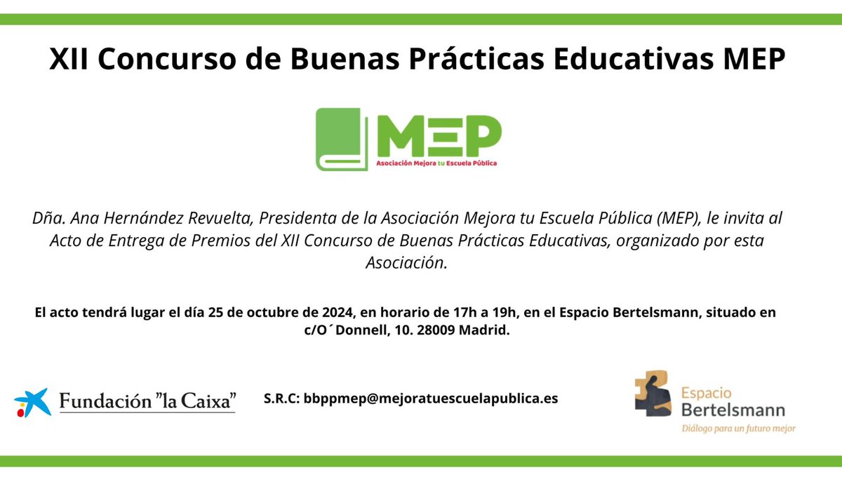 feuso_madrid's tweet photo. En el #XIIConcursoBuenasPracticas @mejoraep Unidos, para mejorar la #Educación https://t.co/u32NV0kncS
