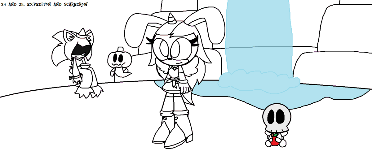 RFandom12's tweet image. Inktober day 24 and 25: Expedition and Scarecrow

Yeah I didn't have time finishing yesterday's theme, so here's another two themes in one, featuring an old scarecrow friend in the chao garden expedition
#Inktober #inktober2024 #inktober_perfectchallenge2024