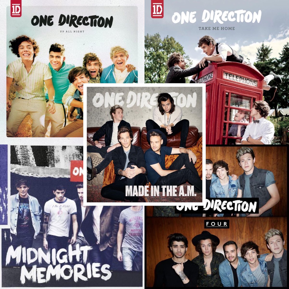 All of One Direction's albums simultaneously return to the top 40 on the UK albums chart this week:

#13 Midnight Memories
#21 Made In The A.M.
#22 FOUR
#25 Take Me Home
#38 Up All Night