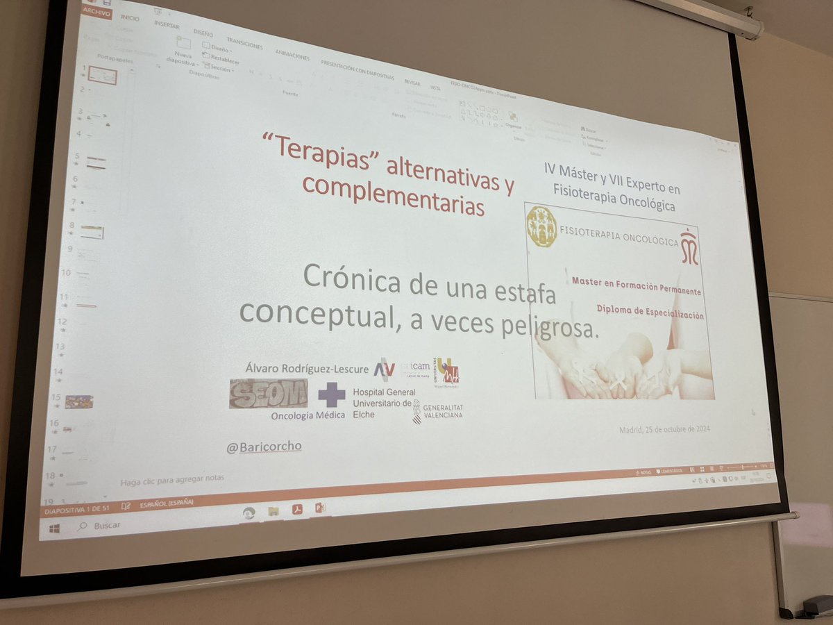 Gracias, <a href="/AnaSerranoSanz/">Ana Serrano Fisio</a> , por poder compartir un año más con tus alumnas algunas reflexiones sobre pensamiento crítico y pensamiento mágico en la 7ª edición del Experto y 4ª del Máster de Fisioterapia y Cáncer de la <a href="/upsa/">UPSA</a>. Un placer irrenunciable cada año.