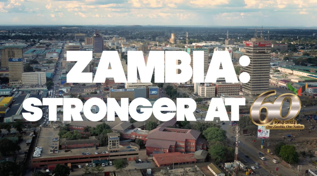 ZambiaIsBack's tweet photo. 🇿🇲This week marks sixty years since Zambia gained independence. Since then our nation has become a beacon of democracy and flourishing business potential on the African continent.

Zambia: Stronger at 60’ celebrates our country’s rich history, vibrant business culture, and promising future. This documentary features insights from senior Zambian politicians, business leaders, renowned musicians and legendary sports figures.

WATCH THE VIDEO HERE: https://t.co/FYcANUMy46 

With thanks to: Mulambo Haimbe (@ZambiaMFAIC), Frank Tayali, @Chipokota, @ZambiaPDU, Ezekiel Sekele, @MyZambeef, Fisho Mwale, @YaleloZambia, @InongeKal, Kakenenwa Muyangwa, @ZCCMIHPLC, @LauraMiti, @Lowani_C, @Citibank, @monicamusonda, @javafoods, Moses Sakala, @MukwandiChibesa, @zanacoplc, and President @HHichilema. 

#ZambiaisBack #ZambiaAt60