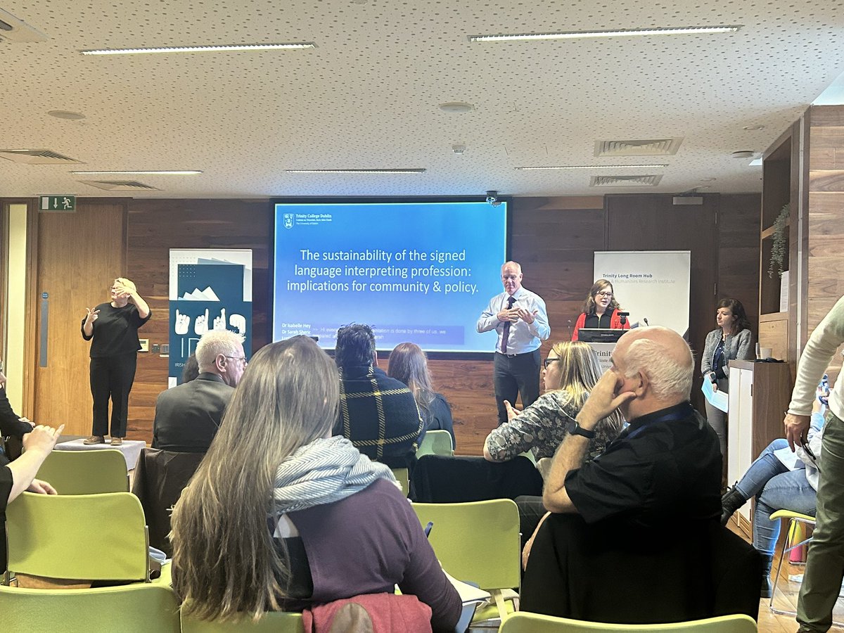 Prof Lorraine Leeson, PhD (@leesonl) on Twitter photo <a href="/TCD_AHSS/">TCD Faculty of Arts Humanities and Social Sciences</a> <a href="/TCDFacultySTEM/">Trinity College Dublin (TCD) Faculty of STEM</a> <a href="/TCD_SNM/">School of Nursing & Midwifery, TCD</a> <a href="/AdaptCentre/">The ADAPT Centre</a> <a href="/TUDublin_BN/">TU Dublin Blanchardstown</a> <a href="/ucddublin/">University College Dublin</a> <a href="/UCC/">UCC Ireland</a> <a href="/ReachDeaf1845/">Reach Deaf Services</a> <a href="/IrishDeafSoc/">Irish Deaf Society</a> <a href="/SLIS_Ireland/">Sign Language Interpreting Services - SLIS Ireland</a> <a href="/IrishDeafWomen/">National Deaf Women of Ireland</a> <a href="/ChimeFor/">National Charity for Deaf & Hard of Hearing People</a> <a href="/QUBelfast/">Queen's University Belfast 🎓</a> <a href="/NoelOConnell15/">Noel O'Connell, PhD</a> <a href="/Mysticvean/">@mysticvean.bsky.social</a> @ErinMoriartyH <a href="/SenanDunne/">Senan Dunne</a> <a href="/GallaudetU/">Gallaudet University</a> <a href="/brian_caulfield/">Brian Caulfield</a> <a href="/CuisleForde/">Dr Cuisle Forde</a> <a href="/Tesla/">Tesla</a> <a href="/IHeyerick/">Dr. Isabelle Heyerick, PhD</a> <a href="/venturi02/">Lucia Venturi</a> & <a href="/sheridan_sarah/">Sarah Sheridan</a> on “The sustainability of the signed language interpreting profession: implications for community & policy” <a href="/TCD_AHSS/">TCD Faculty of Arts Humanities and Social Sciences</a> <a href="/TCDFacultySTEM/">Trinity College Dublin (TCD) Faculty of STEM</a> <a href="/TCD_SNM/">School of Nursing & Midwifery, TCD</a> <a href="/AdaptCentre/">The ADAPT Centre</a> <a href="/TUDublin_BN/">TU Dublin Blanchardstown</a> <a href="/ucddublin/">University College Dublin</a> <a href="/UCC/">UCC Ireland</a> <a href="/ReachDeaf1845/">Reach Deaf Services</a> <a href="/IrishDeafSoc/">Irish Deaf Society</a> <a href="/SLIS_Ireland/">Sign Language Interpreting Services - SLIS Ireland</a> <a href="/IrishDeafWomen/">National Deaf Women of Ireland</a> <a href="/ChimeFor/">National Charity for Deaf & Hard of Hearing People</a> <a href="/QUBelfast/">Queen's University Belfast 🎓</a> <a href="/NoelOConnell15/">Noel O'Connell, PhD</a> <a href="/Mysticvean/">@mysticvean.bsky.social</a> @ErinMoriartyH <a href="/SenanDunne/">Senan Dunne</a> <a href="/GallaudetU/">Gallaudet University</a> <a href="/brian_caulfield/">Brian Caulfield</a> <a href="/CuisleForde/">Dr Cuisle Forde</a> <a href="/Tesla/">Tesla</a> <a href="/IHeyerick/">Dr. Isabelle Heyerick, PhD</a> <a href="/venturi02/">Lucia Venturi</a> & <a href="/sheridan_sarah/">Sarah Sheridan</a> on “The sustainability of the signed language interpreting profession: implications for community & policy”
