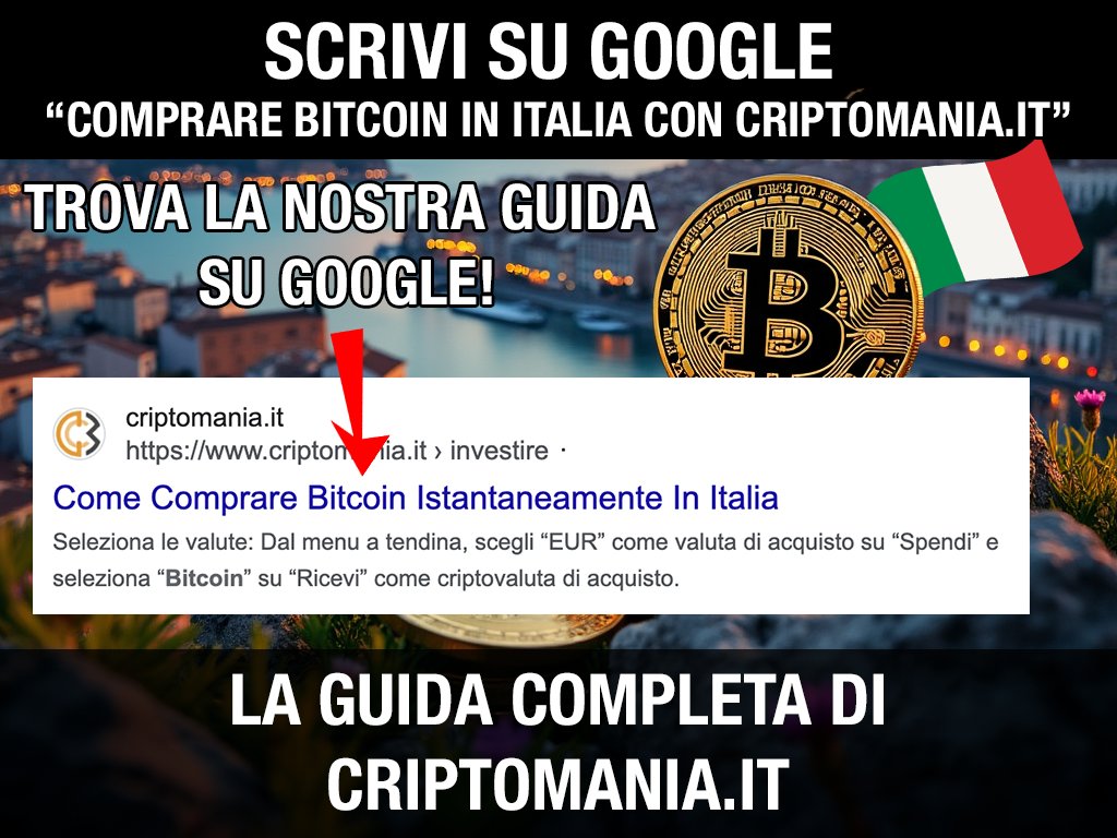 Criptomania_it's tweet photo. 🚨 INVESTI IN SICUREZZA 🚨 Affidati solo alle migliori guide per acquistare criptovalute in Italia in modo sicuro e consapevole. 

🇮🇹 Scrivi su Google 👉🏽 “comprare bitcoin in Italia con criptomania” 👈🏼 e scopri i dettagli fondamentali per fare i tuoi primi passi nel mercato crypto.

Navigare nel mondo delle criptovalute può essere rischioso, ma con le giuste informazioni è possibile fare scelte sicure e protette. Per conoscere tutto su come comprare Bitcoin in Italia, non c’è niente di meglio di una guida esperta. 

Affidati a noi per trovare informazioni su piattaforme affidabili, metodi di acquisto sicuri, e i consigli più aggiornati per chi vuole iniziare a investire in criptovalute. Esplora le migliori strategie e proteggi i tuoi investimenti con la guida giusta.

#bitcoinitalia #criptomania