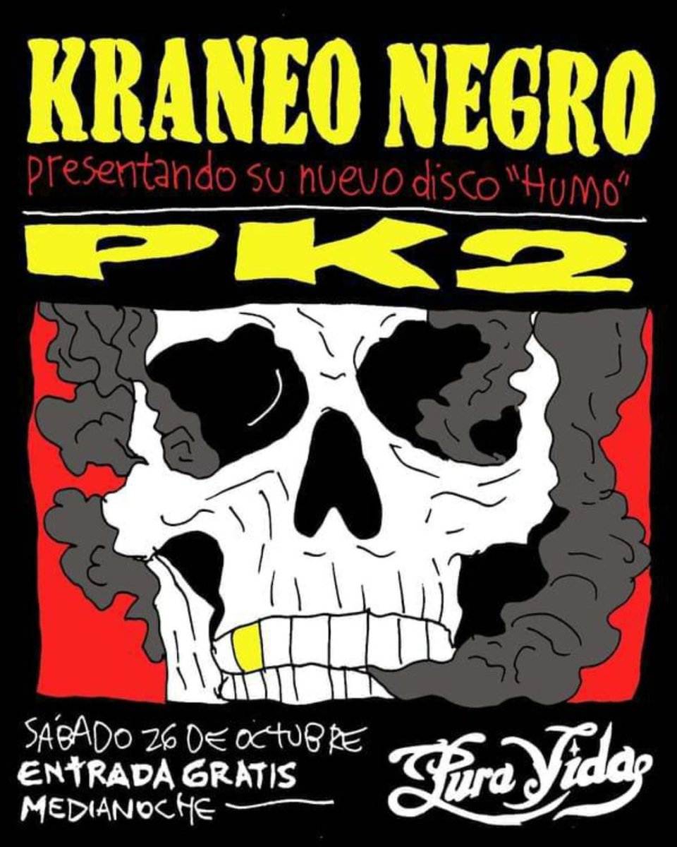 Este sábado <a href="/Kraneo_Negro/">Kraneo Negro</a> y PK2 gratis en Pura Vida (La Plata) despues de la medianoche.

Planazo