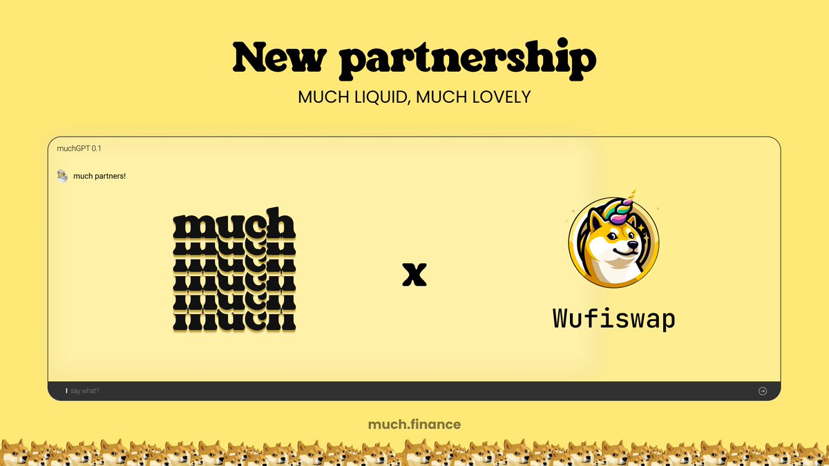 much_finance's tweet image. Much Partnership ✌️
@Wufiswap x Much confirmed!
We’re excited to announce our partnership with Wufiswap, bringing the first-ever liquid staking solution for $DOGE directly to the Wufiswap platform in the coming weeks after Much Launch.