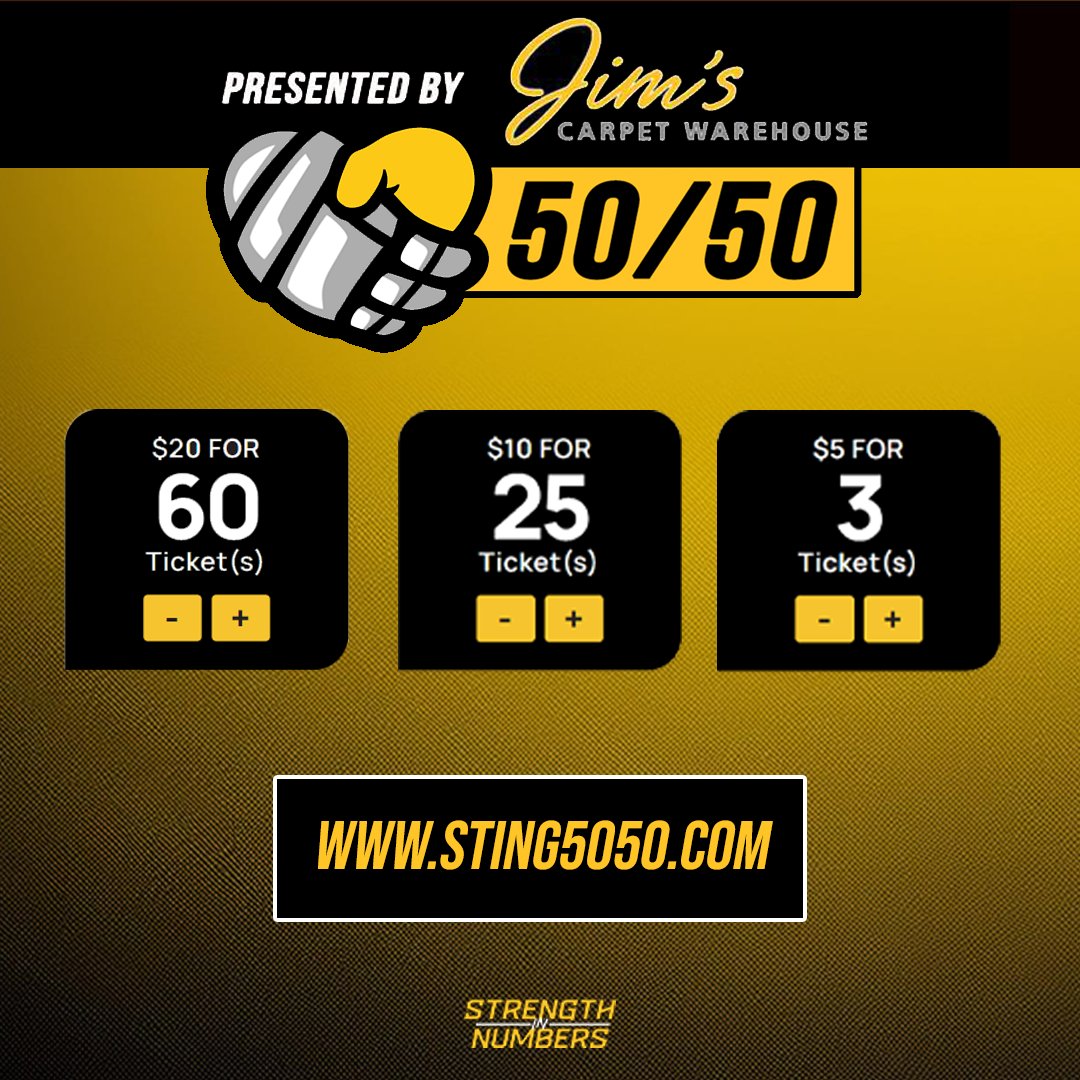 Sarnia Sting (@stinghockey) on Twitter photo Tonight's Jim's Carpet Warehouse jackpot is LIVE thanks to <a href="/StingAssists/">Sting Assists</a> π°
Get your tickets NOW π sting5050.com Tonight's Jim's Carpet Warehouse jackpot is LIVE thanks to <a href="/StingAssists/">Sting Assists</a> π°
Get your tickets NOW π sting5050.com