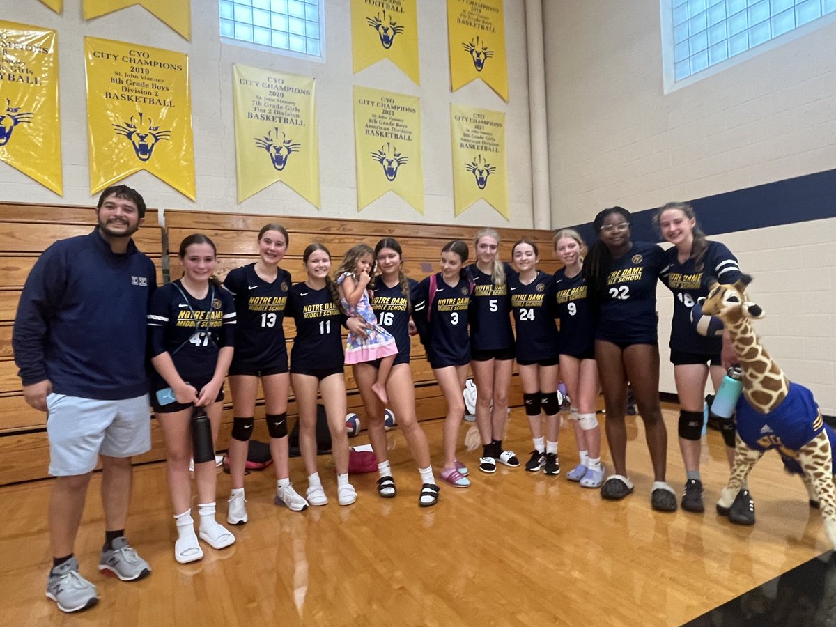 ndes13000's tweet photo. Congratulations to the 8th Grade Girls Gold Volleyball Team on winning their CYO Championship game last weekend! It was truly a team effort to secure this victory, and Coach Lateulere and Coach Sobochan couldn't be prouder of these ladies. Thank you for everyone's support! https://t.co/DEqyH4Ec9O
