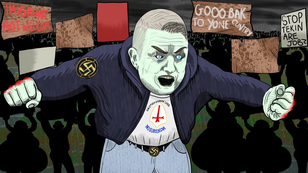 cold_dahl's tweet photo. 🪧RACIST PROTEST SIGN COMPETITION🪧

Meet Yaxley, a villain from The Unit!!🔺

Anyone who signs up to our Patreon &amp; comments their racist quote will get it featured in the trailer for the series we are animating #tommyrobinson #edl 

https://t.co/qFkJyRgOgN https://t.co/mwanDHZiU1