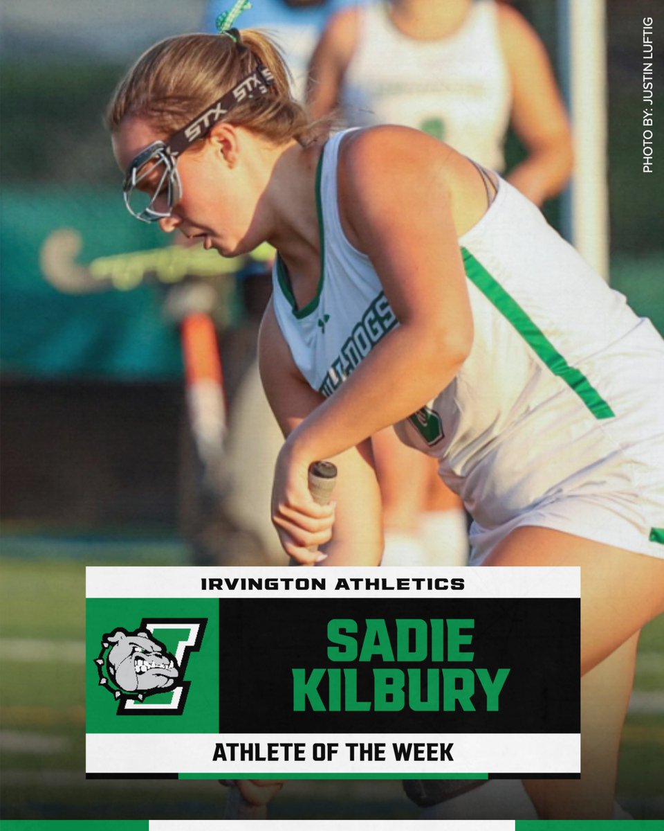 Congrats to freshman Sadie Kilbury, our Athlete of the Week! 🏑 Sadie scored her first two varsity goals in our game against Hastings, a testament to her hard work and commitment this season. Way to go, Sadie! #AthleteOfTheWeek #BulldogPride