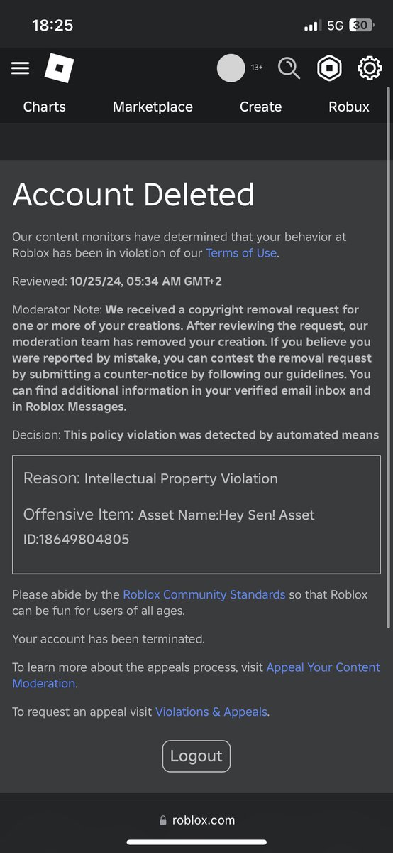 <a href="/Roblox/">Roblox</a> Wtf is automated means?

Y’all literally set this shit to get me suspended after an appeal?

It’s literally my 12th suspension on my account like damn.